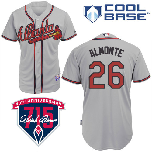 Zoilo Almonte #26 Youth Baseball Jersey-Atlanta Braves Authentic Road Gray Cool Base MLB Jersey